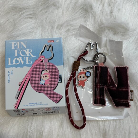 AUTHENTIC Labubu Pin for Love Plush Pendant + Letter Pendant Set – N - Picture 5 of 5